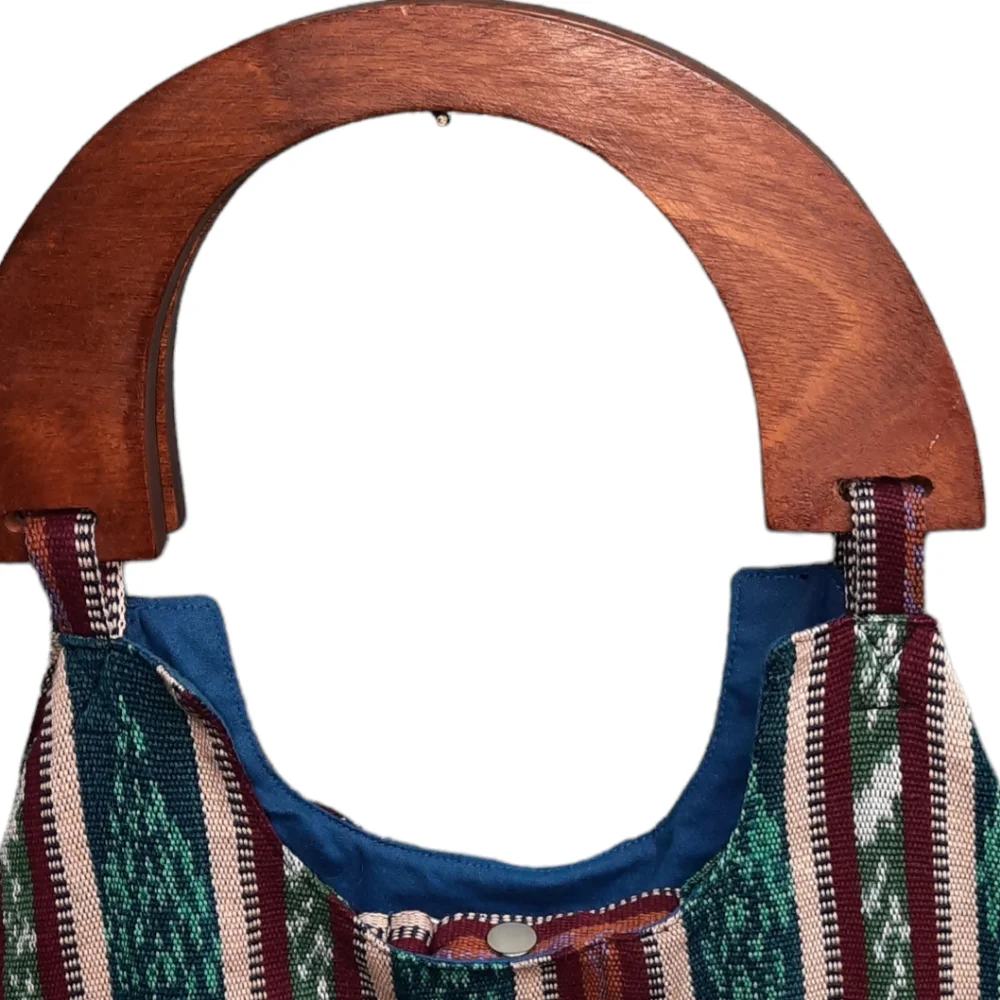 Vintage Mayatex Hand-Loomed Wood Handle Tote